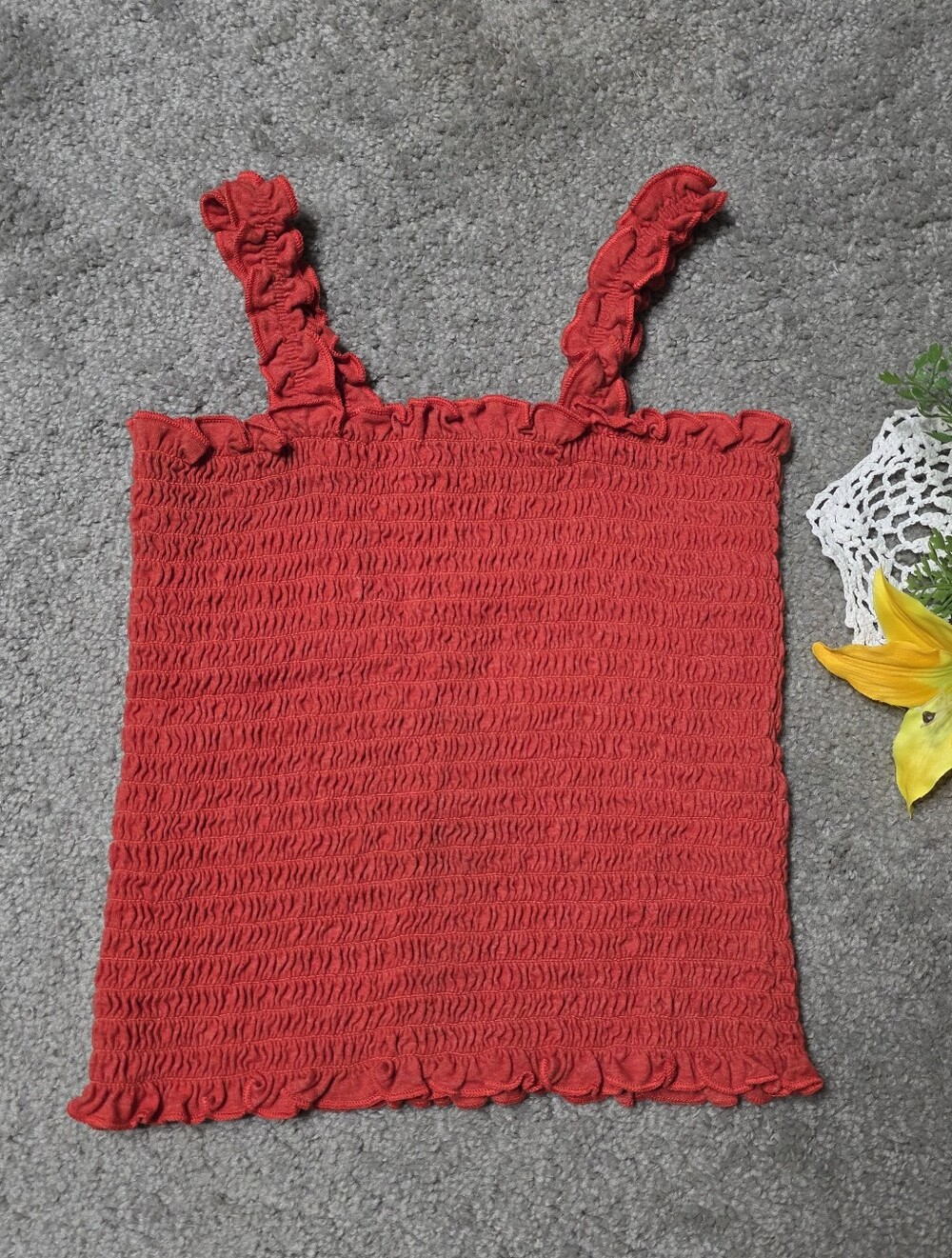 Art Class Boho Cute Orange Summer Tank Top Ruffle Shirt Girls Size L 10 - 12